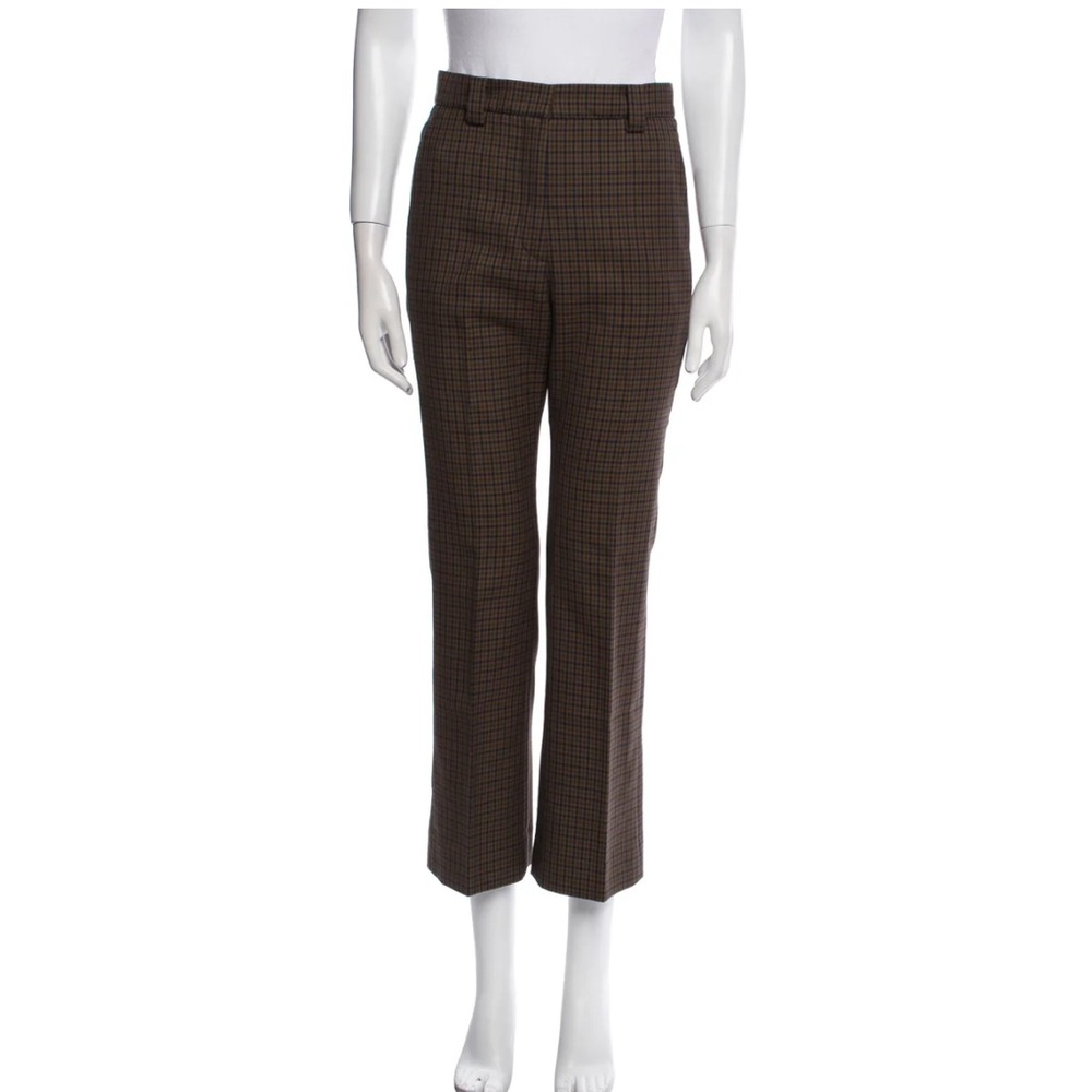 Sandro Brown Houndstooth Straight Leg Pants High Waisted Tailored